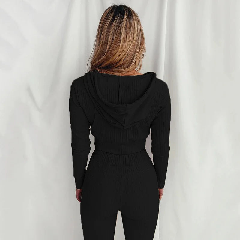 Women's Slim Fit Hooded Long Sleeve Waist Suit