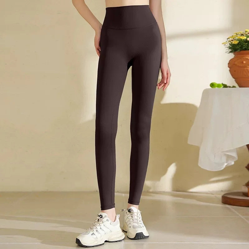 Women High Waist Yoga Leggings Nude Soft Breathable Tummy Control Skinny Pants Gym Running Pilates Fitness Sports Tights