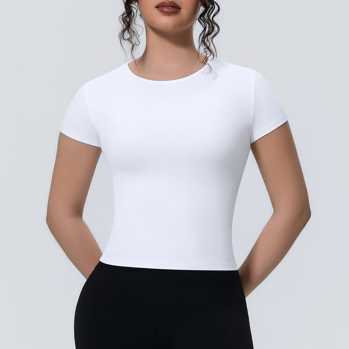 Hot Sale Summer Yoga T-shirt Running Shirts Solid Color Quick Drying Workout Top for Woman Short Sleeve Gym Sports Top