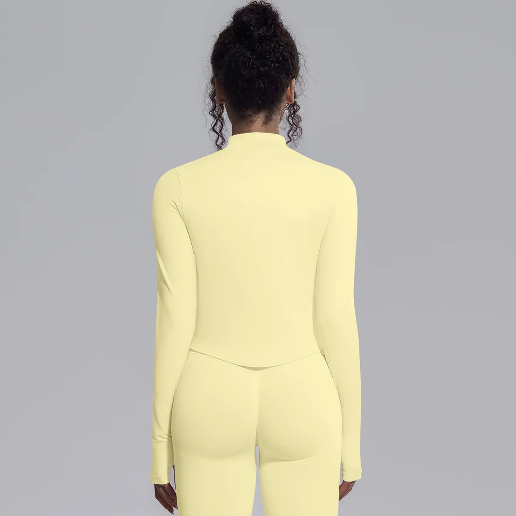 Yoga Long Sleeved for Woman 1PC Summer Running Shirts Solid Color Yoga Zipper Long Sleeves Zipper Jacket Women Fitness Yoga Top