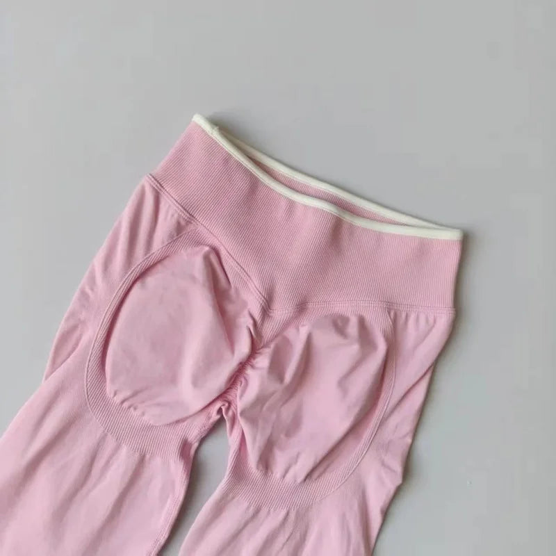Women's High Waist Yoga Pants, Tummy Control Contrast Color Booty Leggings, Quick Dry Moisture Wicking Stretch Fitness Pants
