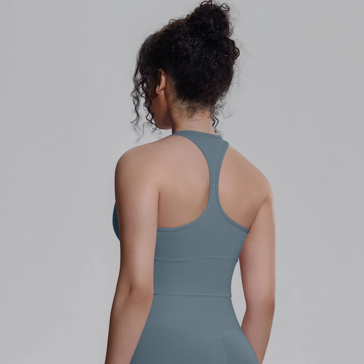 Woman Workout Top Yoga Vest Solid Color Gather Shockproof Sports Bra Beautiful Back I-shaped Vest Gym Running Yoga Underwear