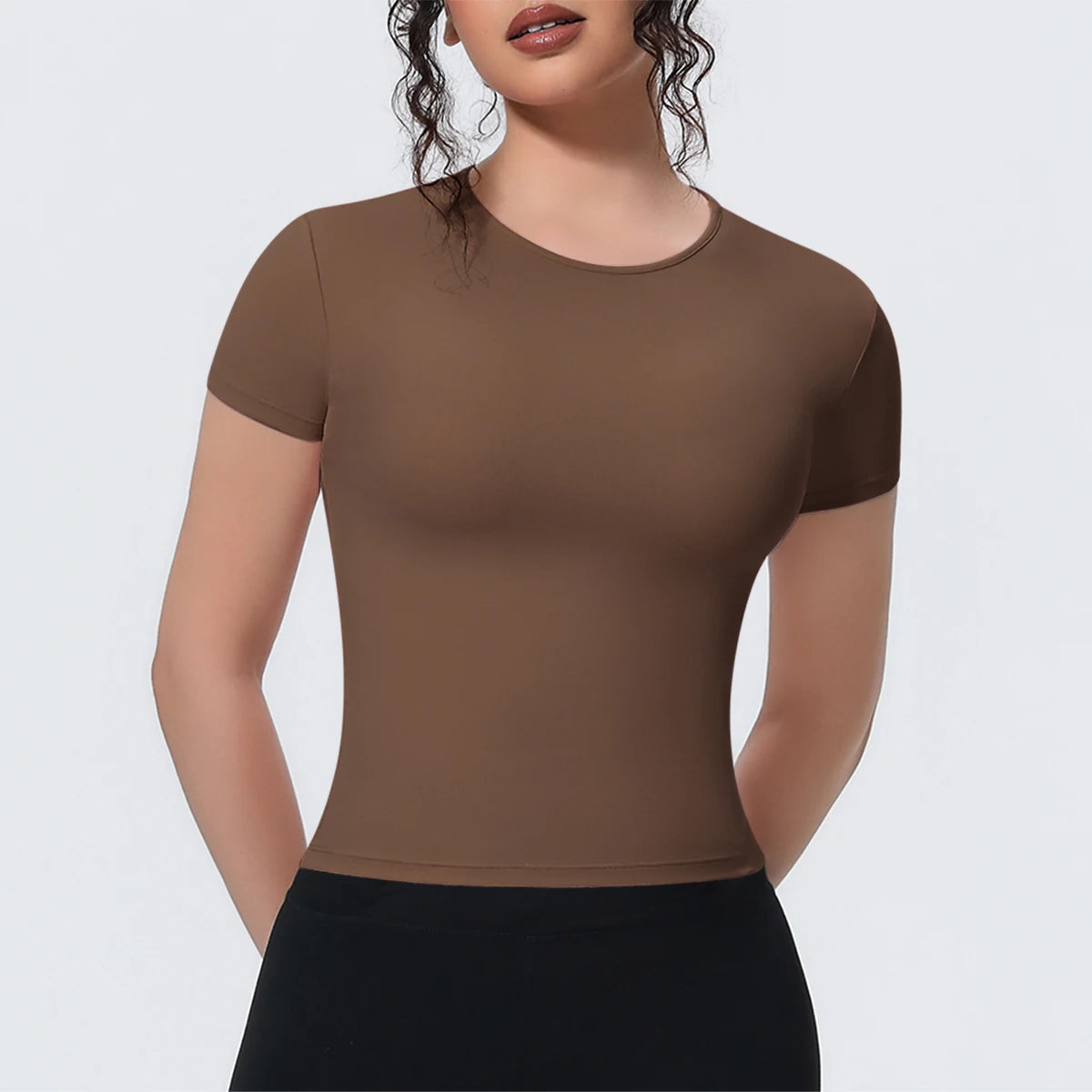 Hot Sale Summer Yoga T-shirt Running Shirts Solid Color Quick Drying Workout Top for Woman Short Sleeve Gym Sports Top