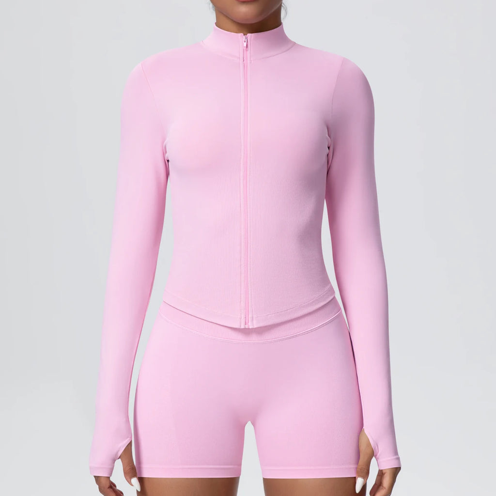 Yoga Long Sleeved for Woman 1PC Summer Running Shirts Solid Color Yoga Zipper Long Sleeves Zipper Jacket Women Fitness Yoga Top