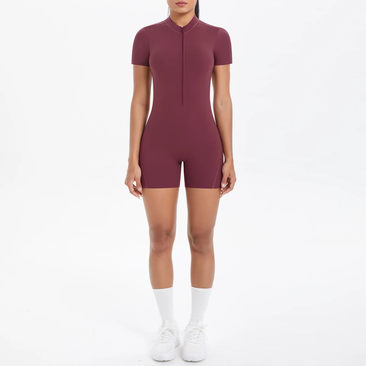 Hollow Out Backless Short Sleeved Zipper Jumpsuit for Woman Jumpsuit Yoga Suit One-Piece Legging Short Push Up Gym Yoga Clothing