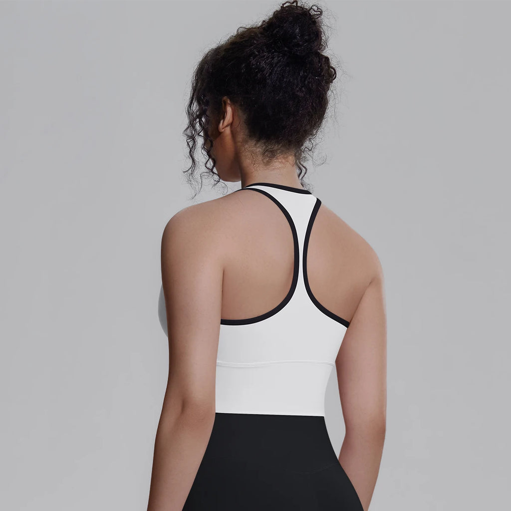 Woman Workout Top Yoga Vest Solid Color Gather Shockproof Sports Bra Beautiful Back I-shaped Vest Gym Running Yoga Underwear