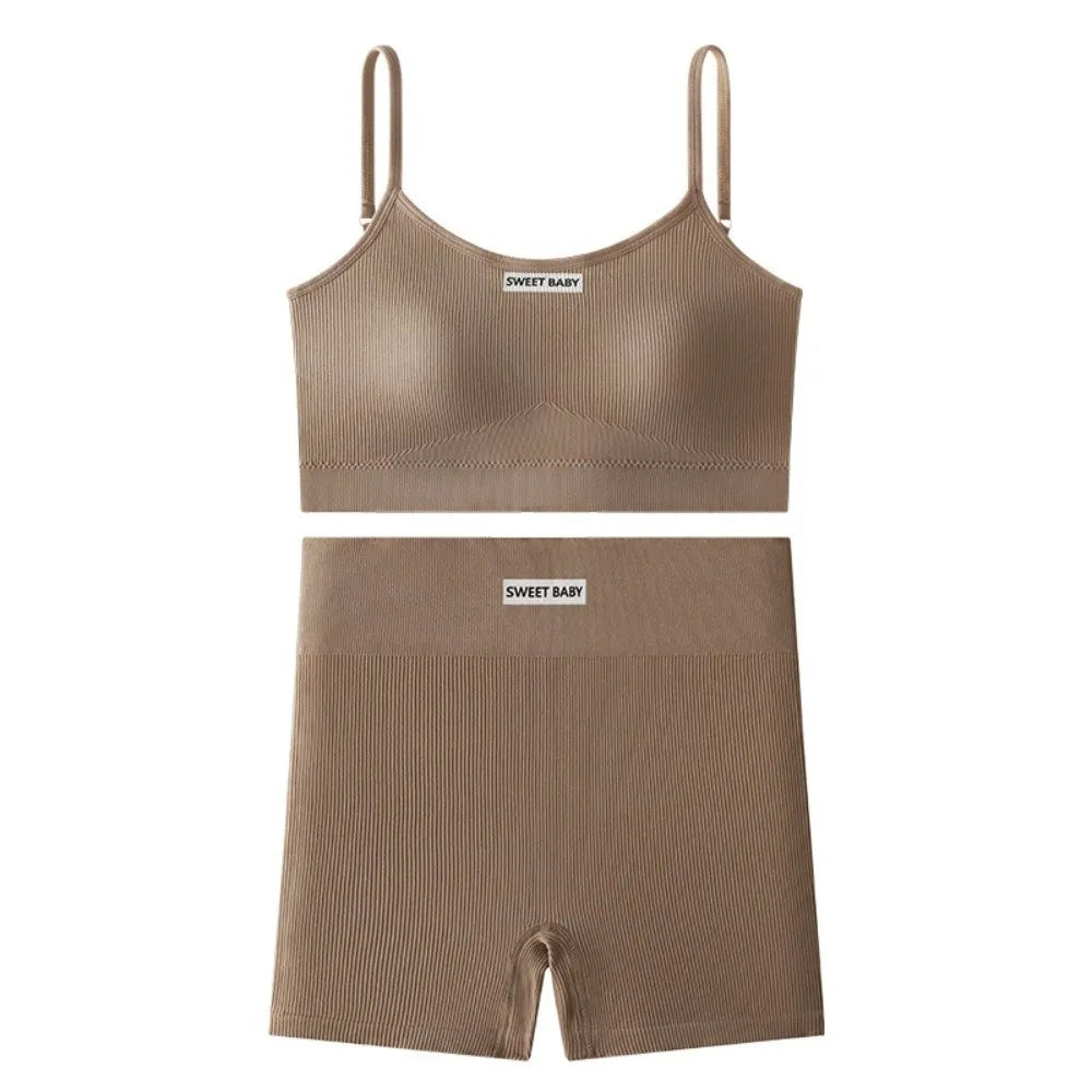 Super Stretchy Women's Sports Clothing Set Sportswear Sleeveless Vest Underwear Shorts Pants Kit Slim Fit Short