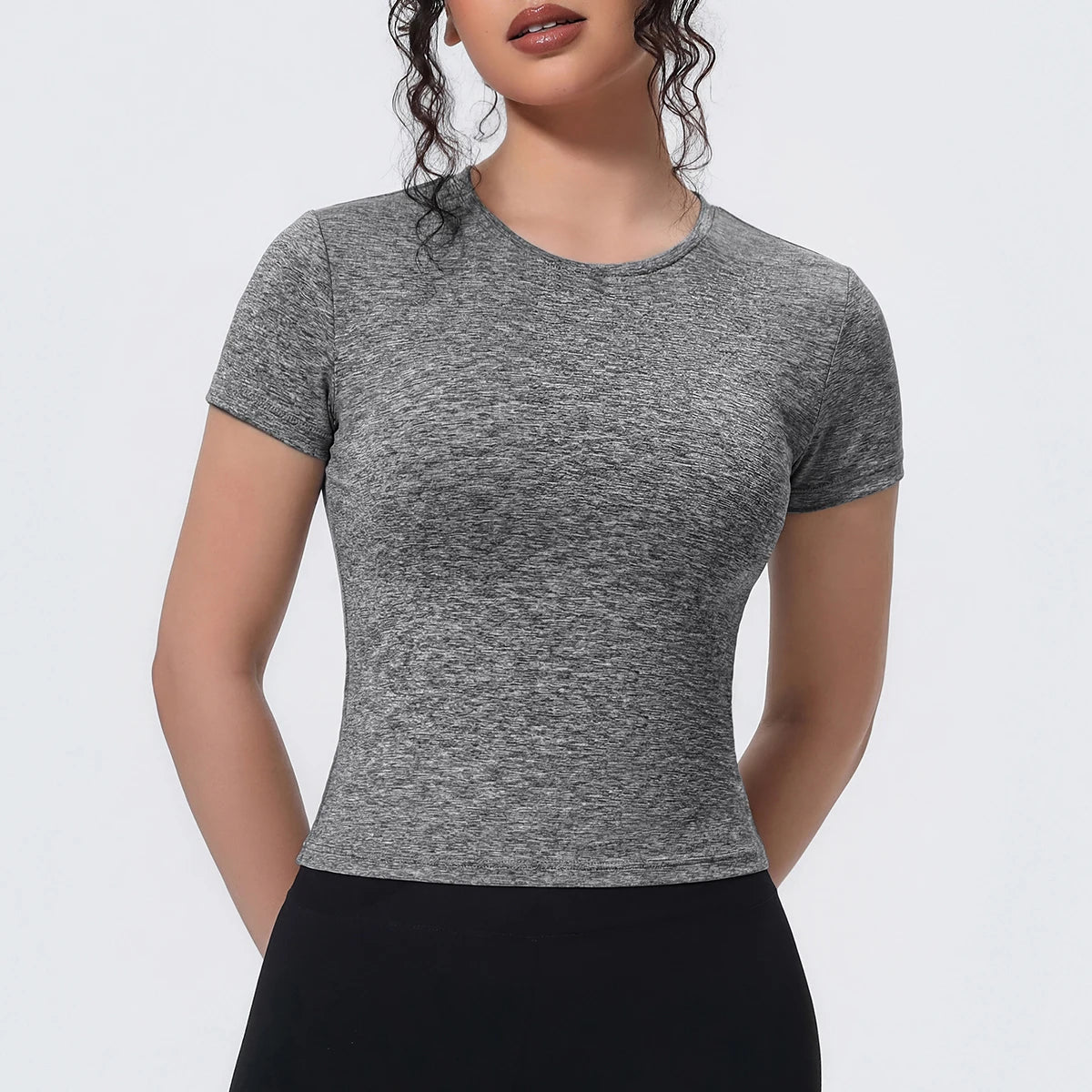 Hot Sale Summer Yoga T-shirt Running Shirts Solid Color Quick Drying Workout Top for Woman Short Sleeve Gym Sports Top