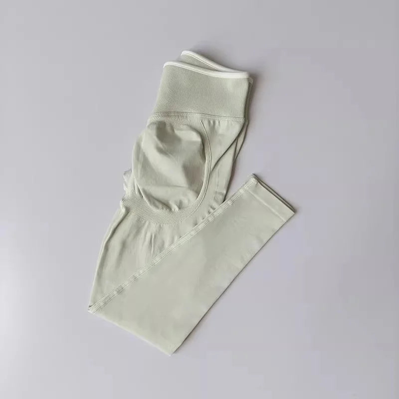 Women's High Waist Yoga Pants, Tummy Control Contrast Color Booty Leggings, Quick Dry Moisture Wicking Stretch Fitness Pants