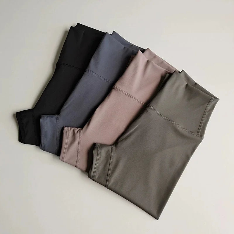 Women High Waist Yoga Leggings Nude Soft Breathable Tummy Control Skinny Pants Gym Running Pilates Fitness Sports Tights