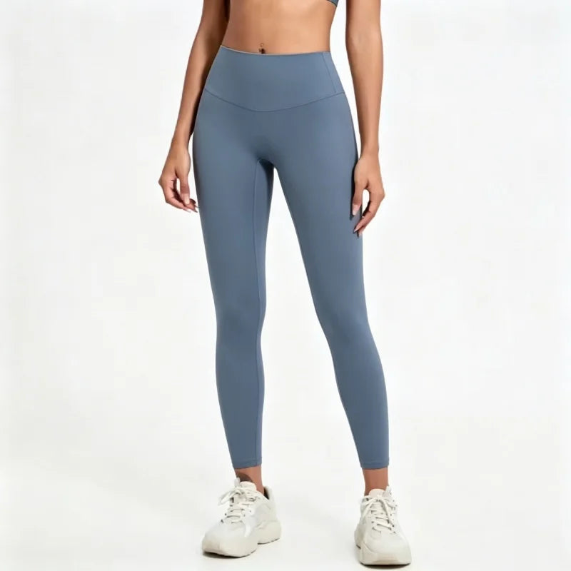 Women High Waist Yoga Leggings Nude Soft Breathable Tummy Control Skinny Pants Gym Running Pilates Fitness Sports Tights