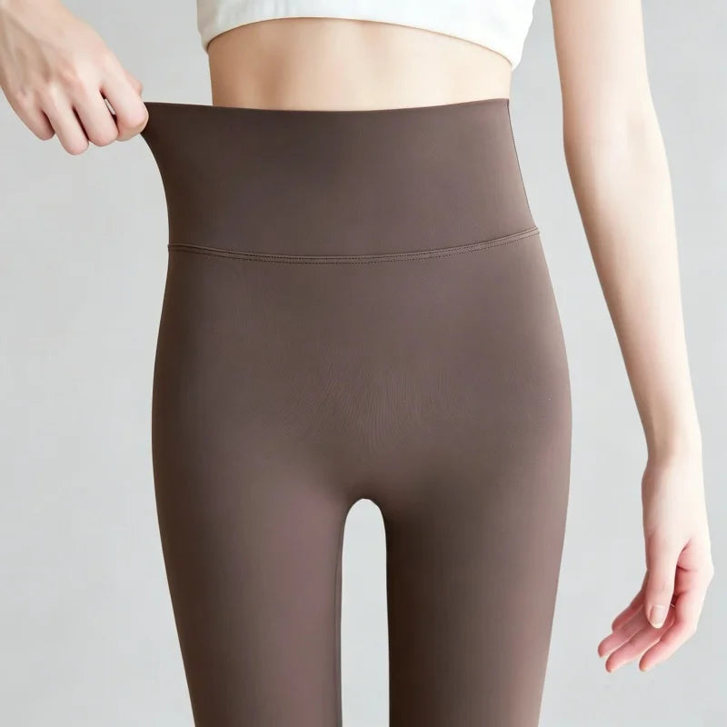 Women High Waist Yoga Leggings Nude Soft Breathable Tummy Control Skinny Pants Gym Running Pilates Fitness Sports Tights
