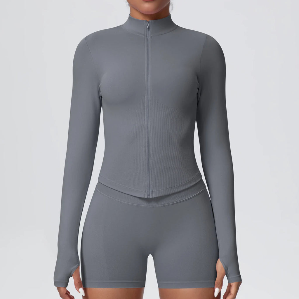 Yoga Long Sleeved for Woman 1PC Summer Running Shirts Solid Color Yoga Zipper Long Sleeves Zipper Jacket Women Fitness Yoga Top