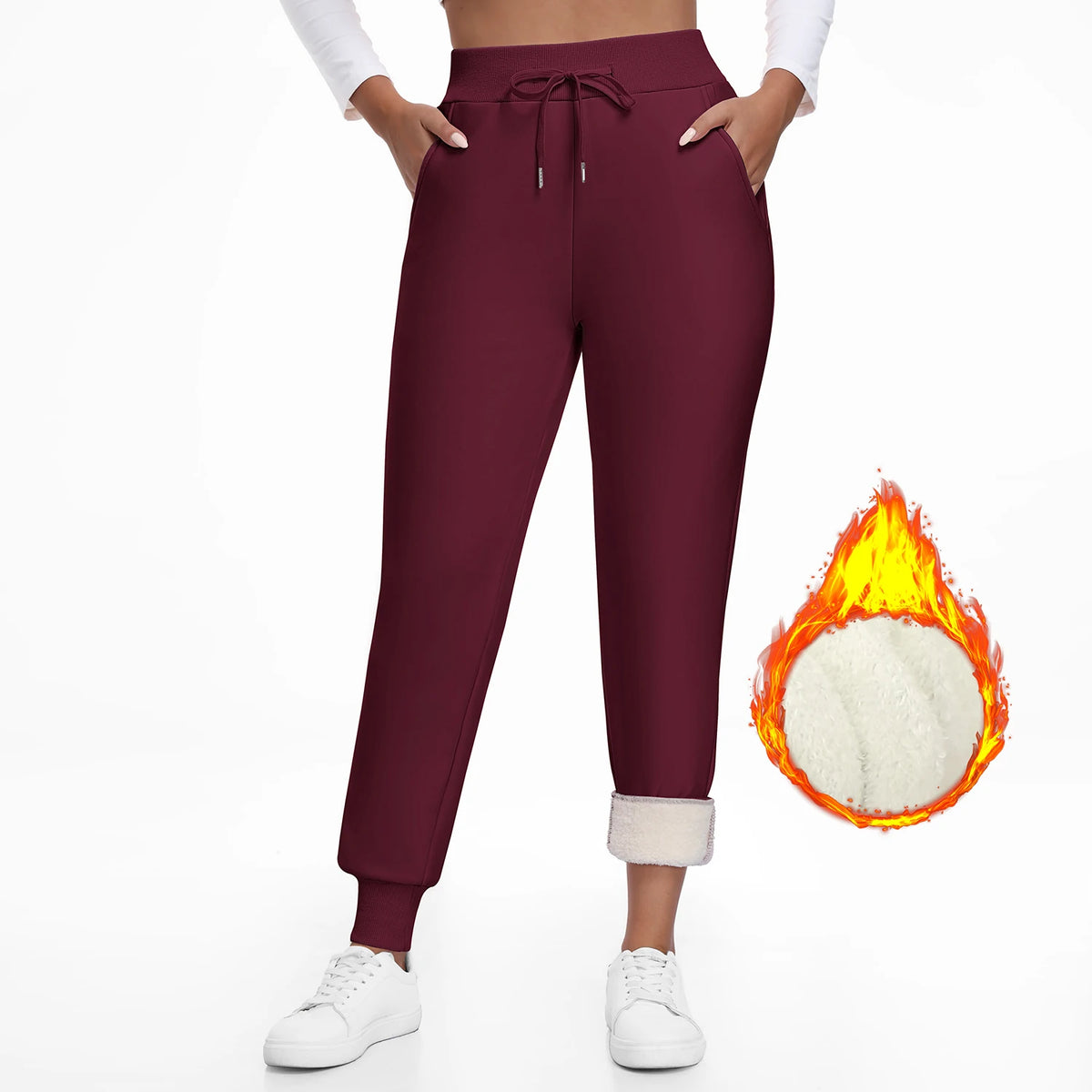 Women Winter Thick Velvet Pants With Pockets