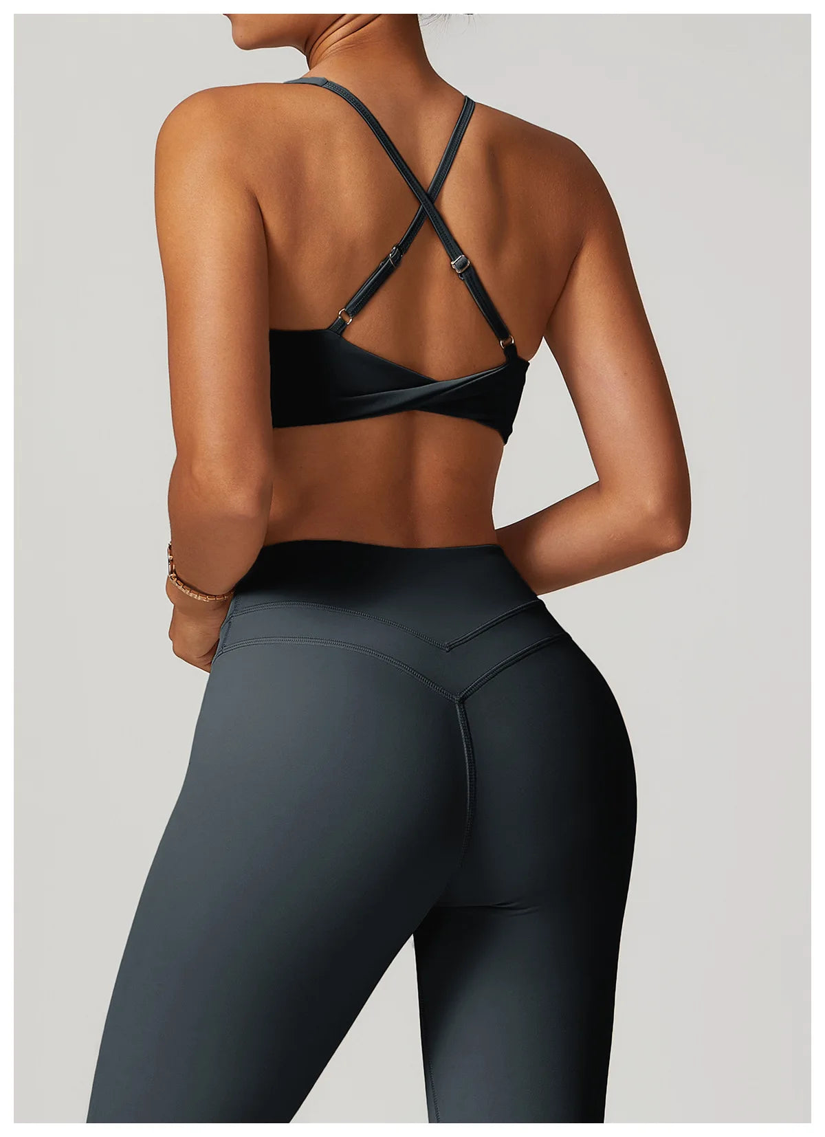 JUREN Sports Bra Women Fitness Bra Halter Sports Underwear Naked Feel Sexy Yoga Gym Push Up Workout Bra Padded Bralette Bathsuit