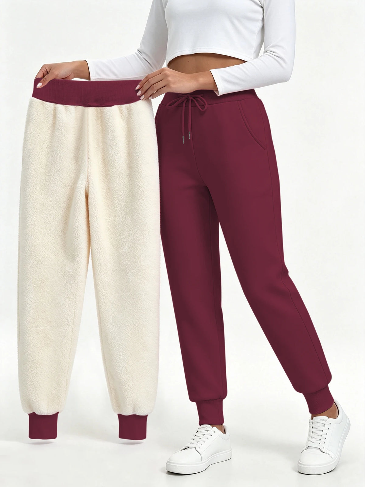 Women Winter Thick Velvet Pants With Pockets