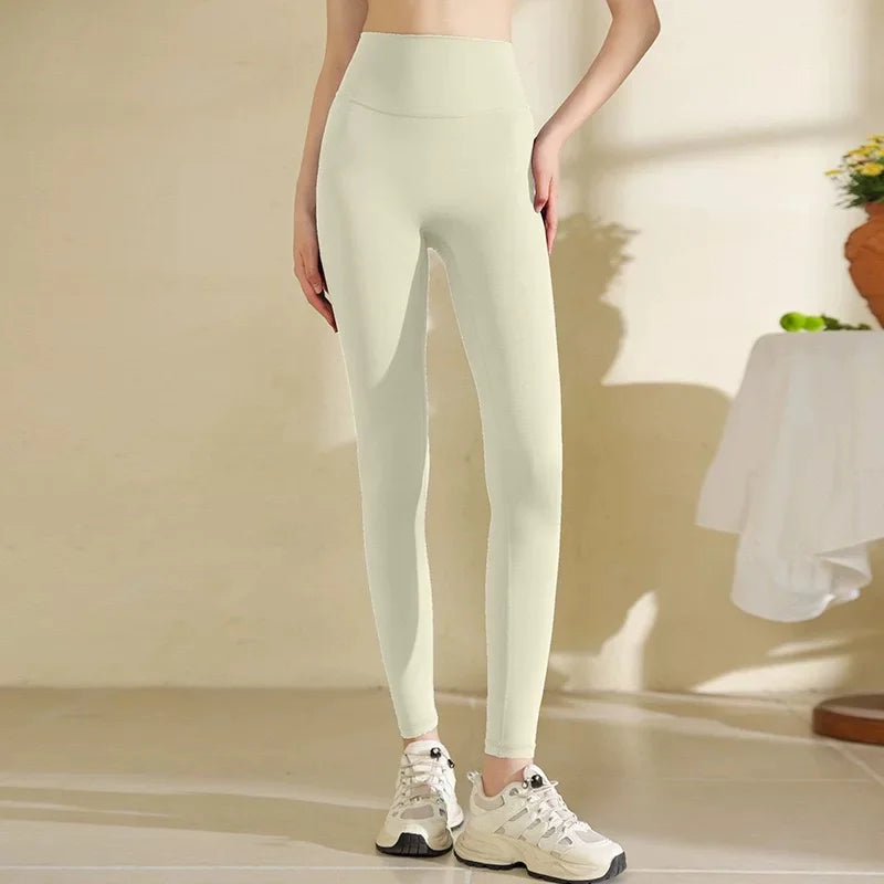 Women High Waist Yoga Leggings Nude Soft Breathable Tummy Control Skinny Pants Gym Running Pilates Fitness Sports Tights