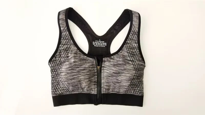 Women Sports Bra Front Zipper Sports Bra Breathable Shock-proof Underwear High Impact Yoga Bra Running Vest Fitness Workout Tops