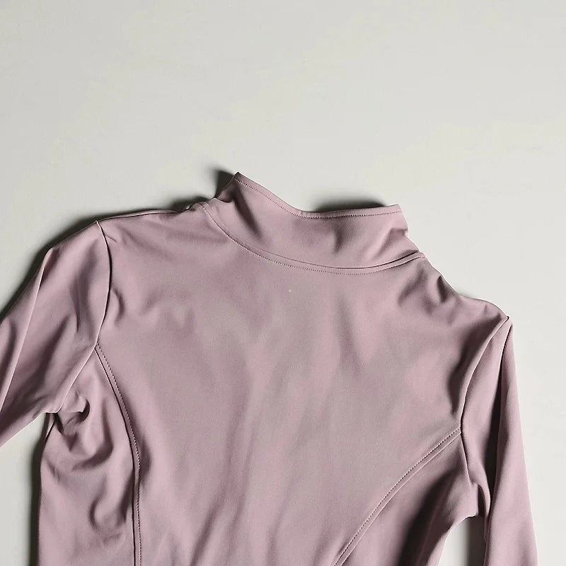 Women Slim Fit Yoga Jacket Quick Dry Zip Up Stand Collar Fitness Running Sports Top