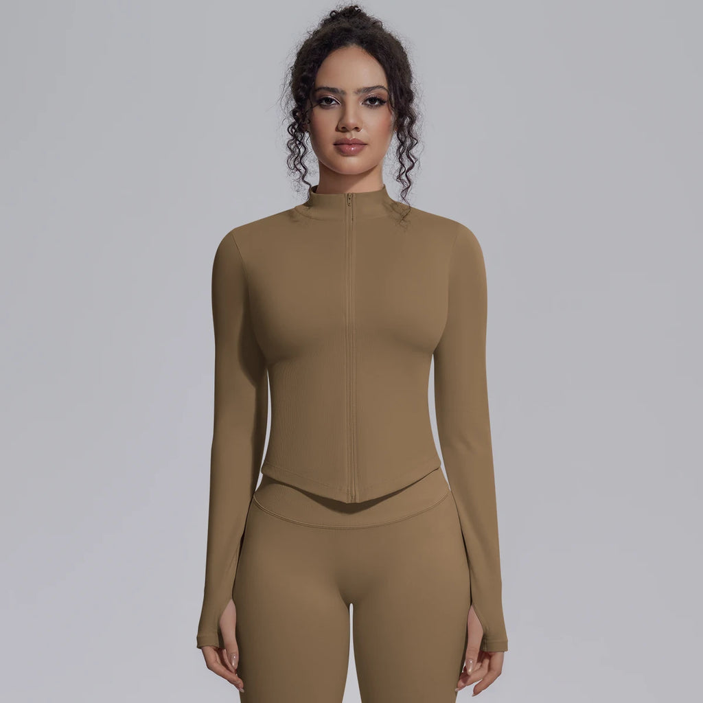 Yoga Long Sleeved for Woman 1PC Summer Running Shirts Solid Color Yoga Zipper Long Sleeves Zipper Jacket Women Fitness Yoga Top