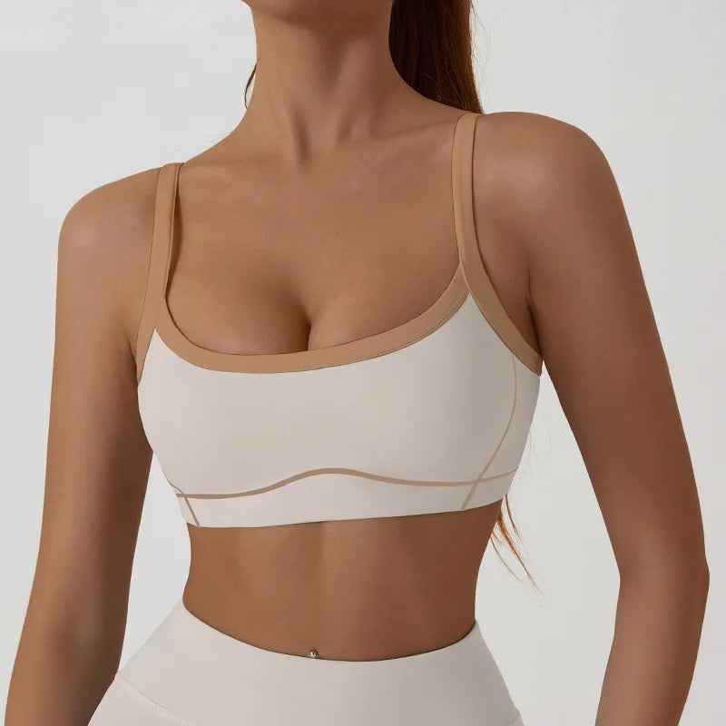 Yoga Sports Bra Color Clashing Shock Absorbing Brassiere Women Full Cup Breathable Gym Tube top Bra Yoga Workout Underwear