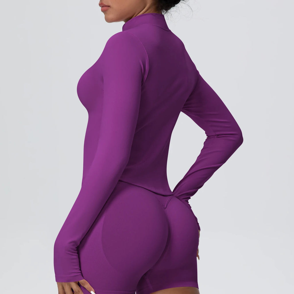 Yoga Long Sleeved for Woman 1PC Summer Running Shirts Solid Color Yoga Zipper Long Sleeves Zipper Jacket Women Fitness Yoga Top