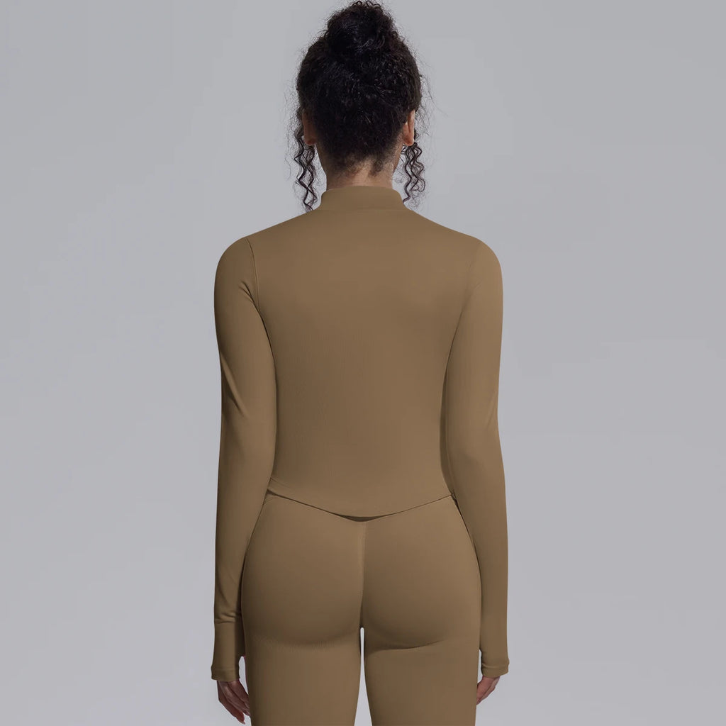 Yoga Long Sleeved for Woman 1PC Summer Running Shirts Solid Color Yoga Zipper Long Sleeves Zipper Jacket Women Fitness Yoga Top