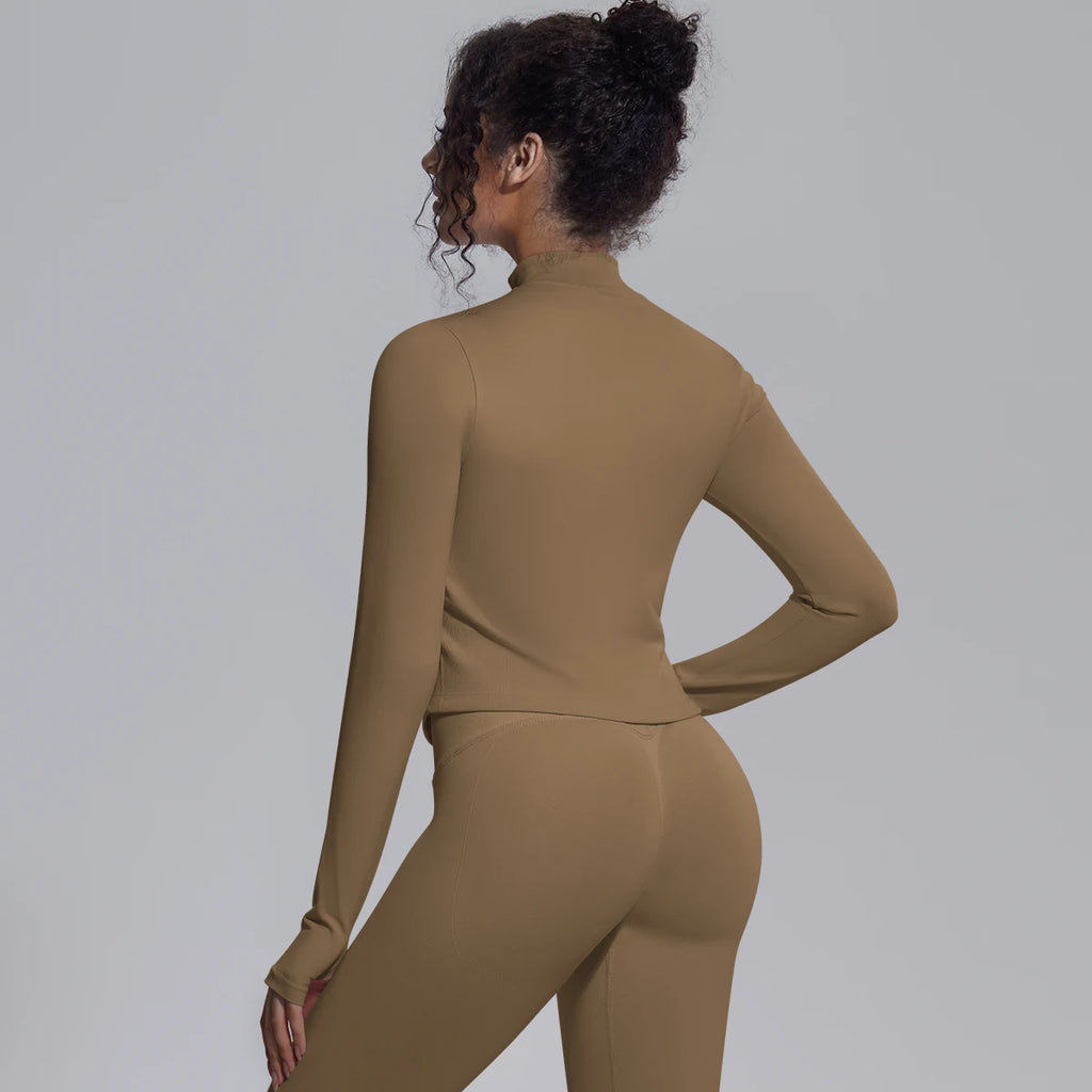 Yoga Long Sleeved for Woman 1PC Summer Running Shirts Solid Color Yoga Zipper Long Sleeves Zipper Jacket Women Fitness Yoga Top