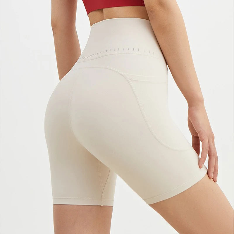 High Waist Women's Sports Yoga Shorts Quick Drying Hip Lift Fitness Running Cycling 3-Point