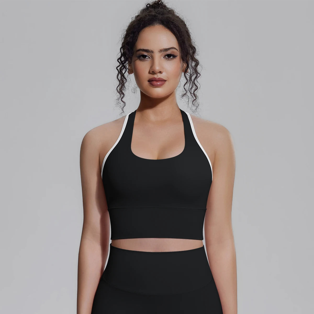 Woman Workout Top Yoga Vest Solid Color Gather Shockproof Sports Bra Beautiful Back I-shaped Vest Gym Running Yoga Underwear