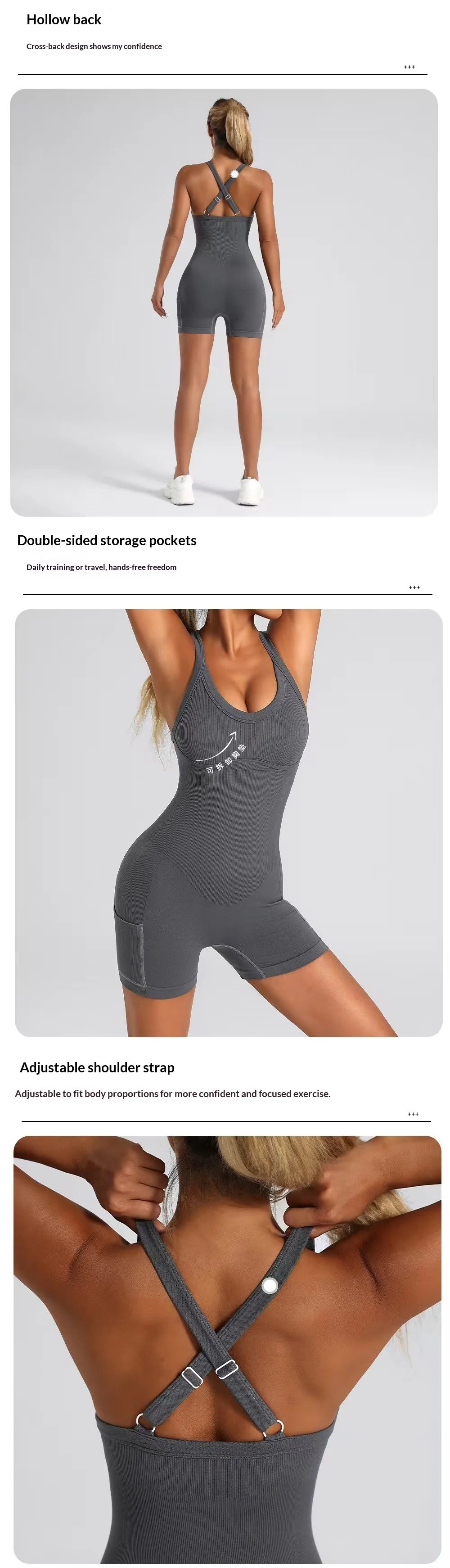 Sports Bra Built-in Criss Cross Back Yoga Bodysuit, Sexy Racerback One Piece Workout Unitard with Shorts & Padded for Women