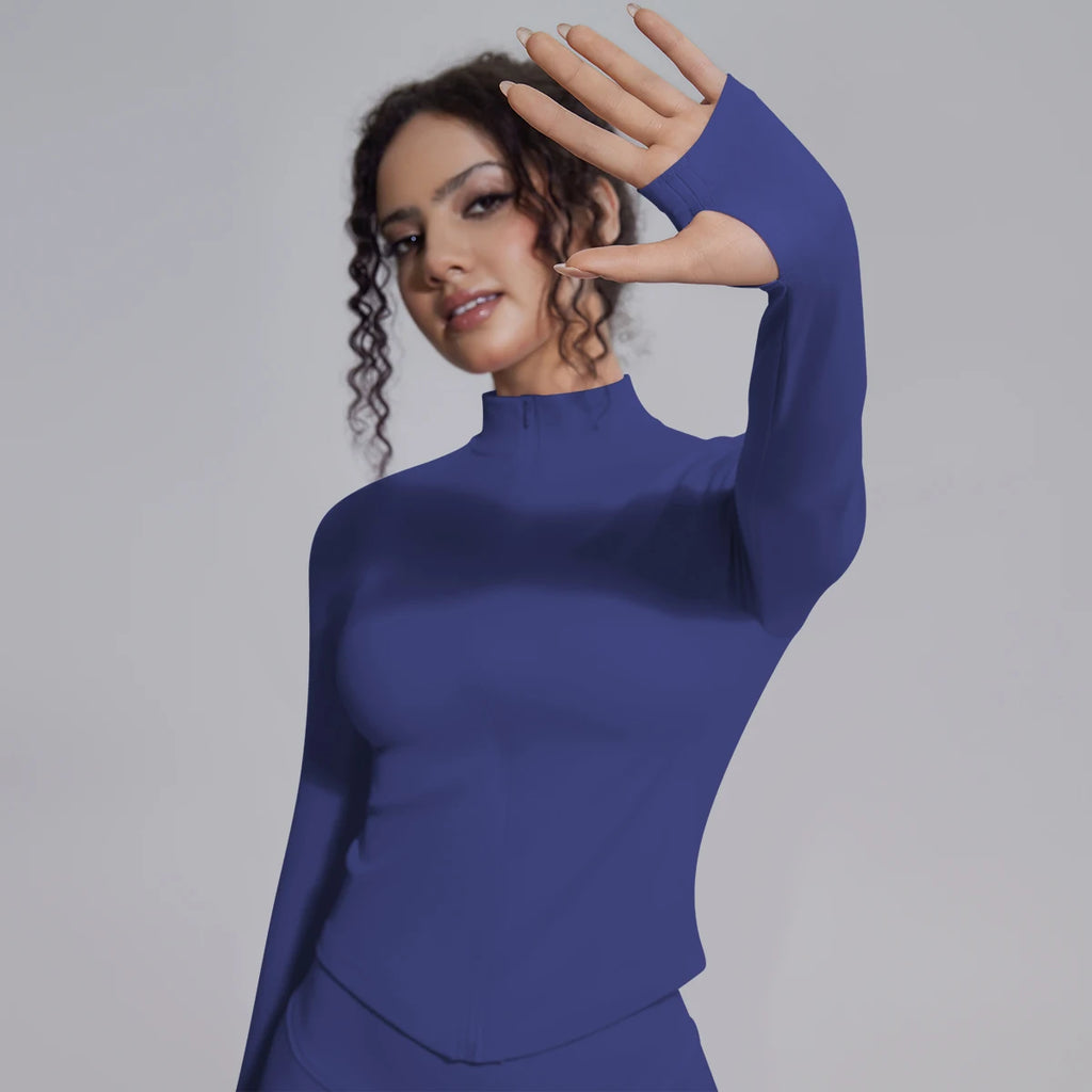 Yoga Long Sleeved for Woman 1PC Summer Running Shirts Solid Color Yoga Zipper Long Sleeves Zipper Jacket Women Fitness Yoga Top