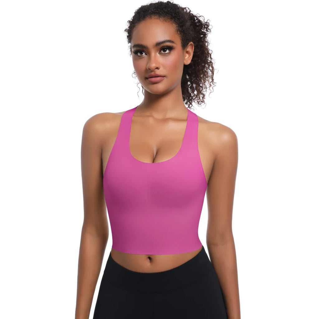 Solid Color Sexy Beautiful Back Yoga Vest Summer Gym Running Shockproof Workout