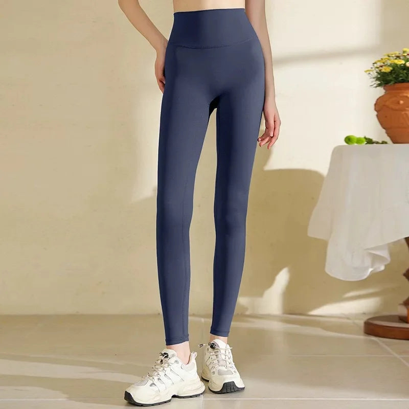 Women High Waist Yoga Leggings Nude Soft Breathable Tummy Control Skinny Pants Gym Running Pilates Fitness Sports Tights
