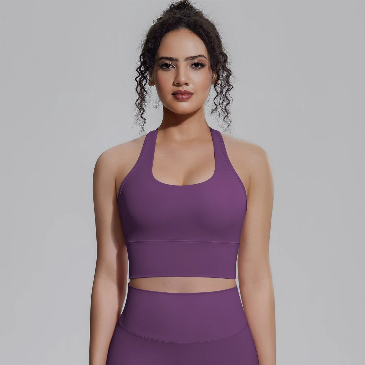 Woman Workout Top Yoga Vest Solid Color Gather Shockproof Sports Bra Beautiful Back I-shaped Vest Gym Running Yoga Underwear