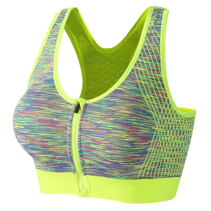 Women Sports Bra Front Zipper Sports Bra Breathable Shock-proof Underwear High Impact Yoga Bra Running Vest Fitness Workout Tops