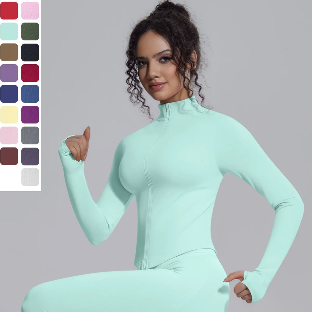 Yoga Long Sleeved for Woman 1PC Summer Running Shirts Solid Color Yoga Zipper Long Sleeves Zipper Jacket Women Fitness Yoga Top