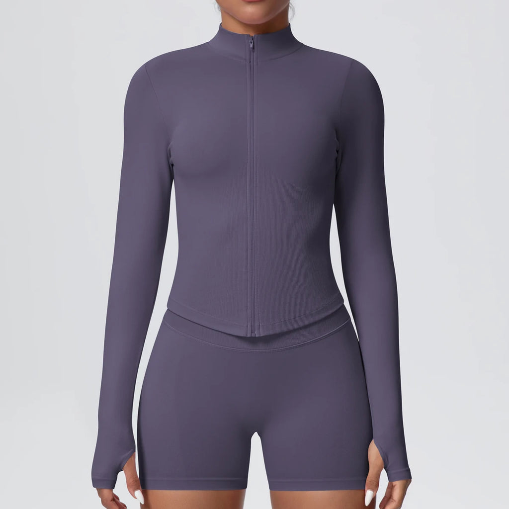 Yoga Long Sleeved for Woman 1PC Summer Running Shirts Solid Color Yoga Zipper Long Sleeves Zipper Jacket Women Fitness Yoga Top