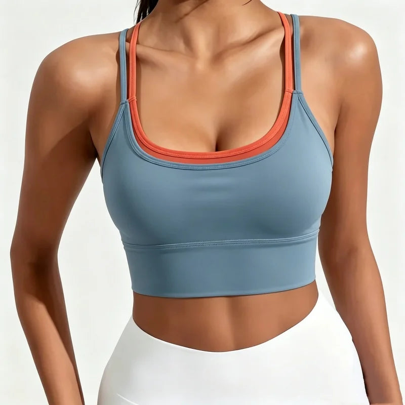 Women Push Up Yoga Bra Breathable Beauty Back Crop Top Wireless Sports Bra Short Vest for Running Gym Fitness Workout
