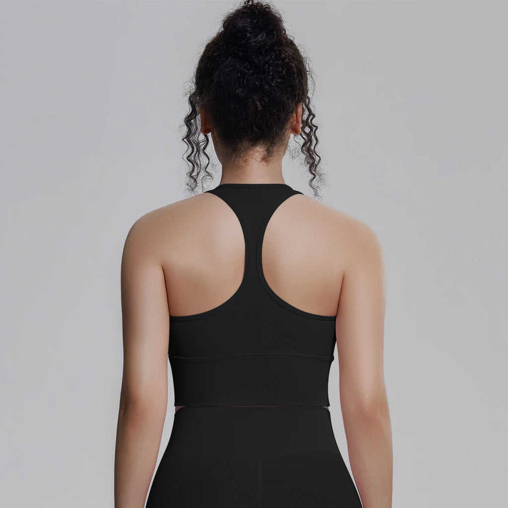 Woman Workout Top Yoga Vest Solid Color Gather Shockproof Sports Bra Beautiful Back I-shaped Vest Gym Running Yoga Underwear