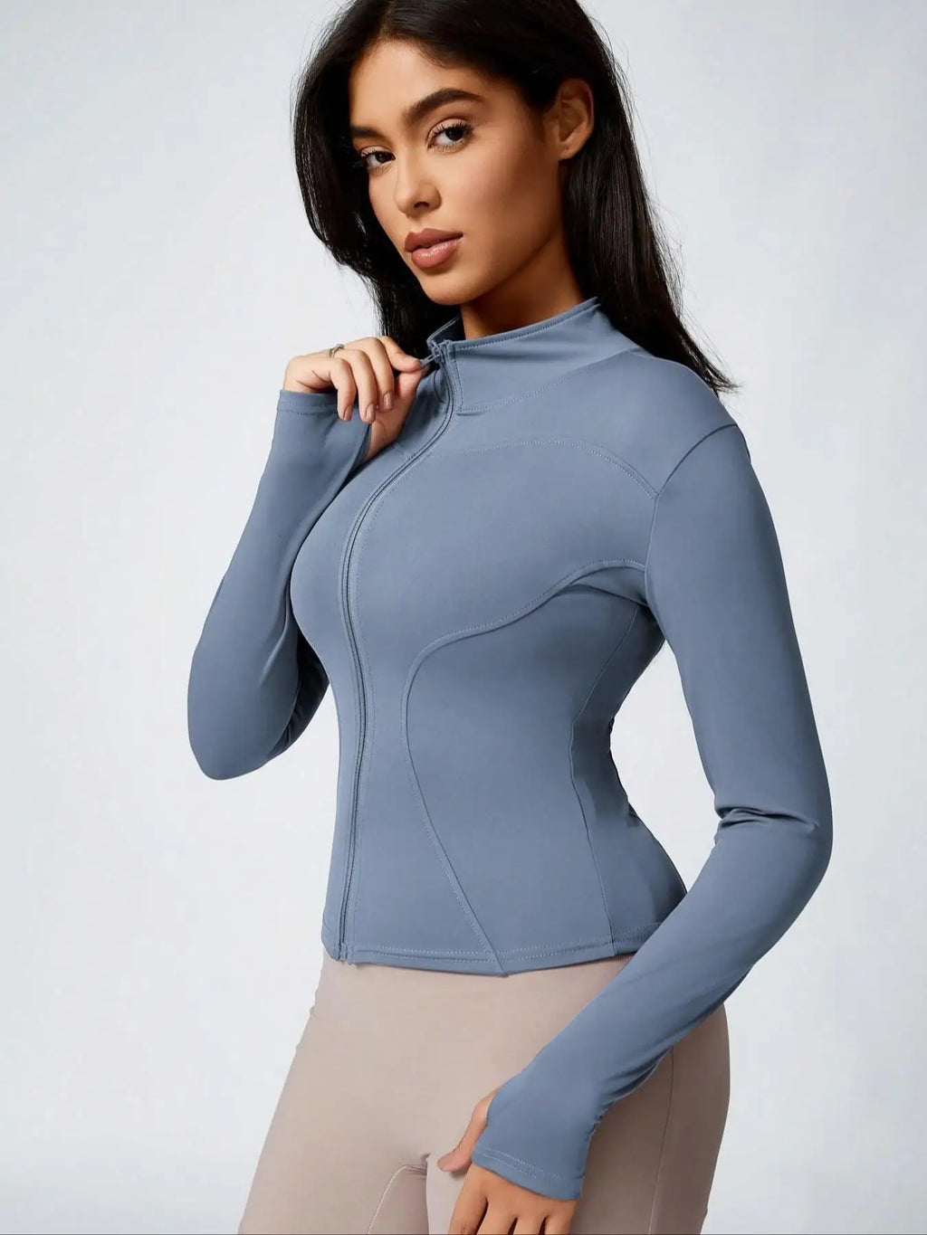 Fitfemme Women's Slim Fit Full - Zip Long - Sleeve Quick - Dry Breathable Athletic Workout Jacket