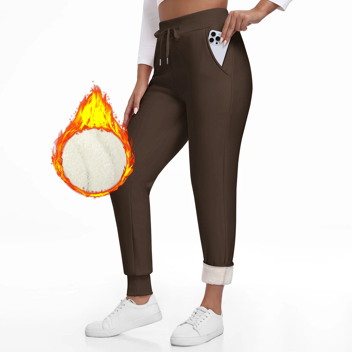 Women Winter Thick Velvet Pants With Pockets