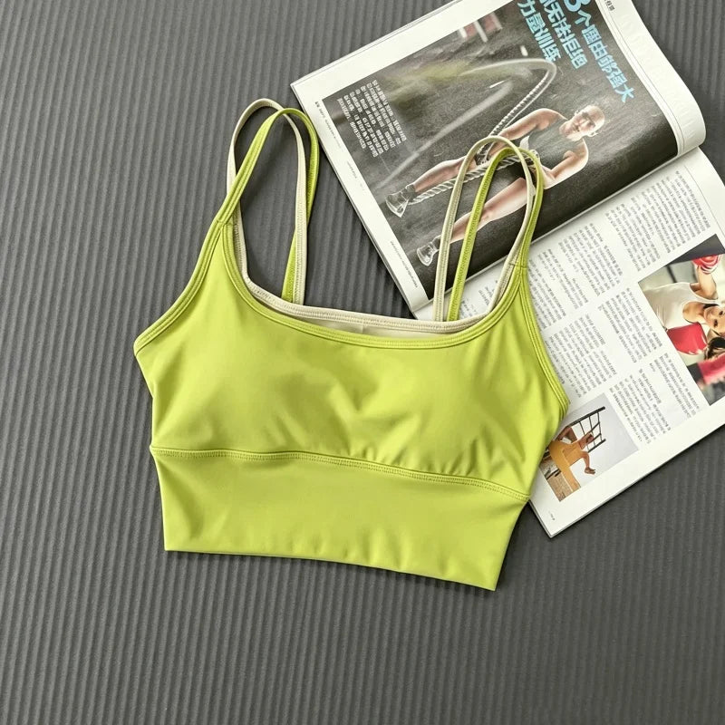 Women Push Up Yoga Bra Breathable Beauty Back Crop Top Wireless Sports Bra Short Vest for Running Gym Fitness Workout