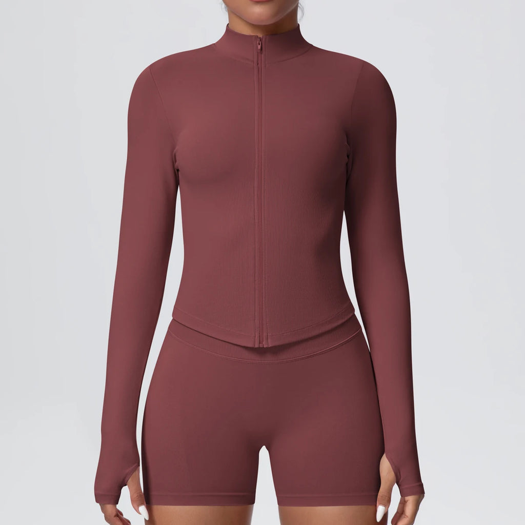 Yoga Long Sleeved for Woman 1PC Summer Running Shirts Solid Color Yoga Zipper Long Sleeves Zipper Jacket Women Fitness Yoga Top