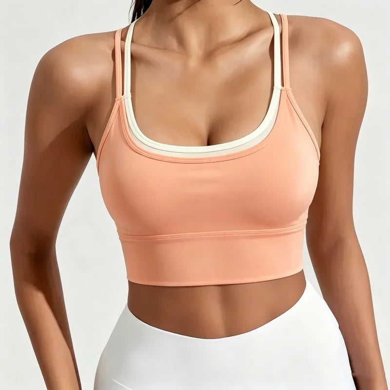 Women Push Up Yoga Bra Breathable Beauty Back Crop Top Wireless Sports Bra Short Vest for Running Gym Fitness Workout