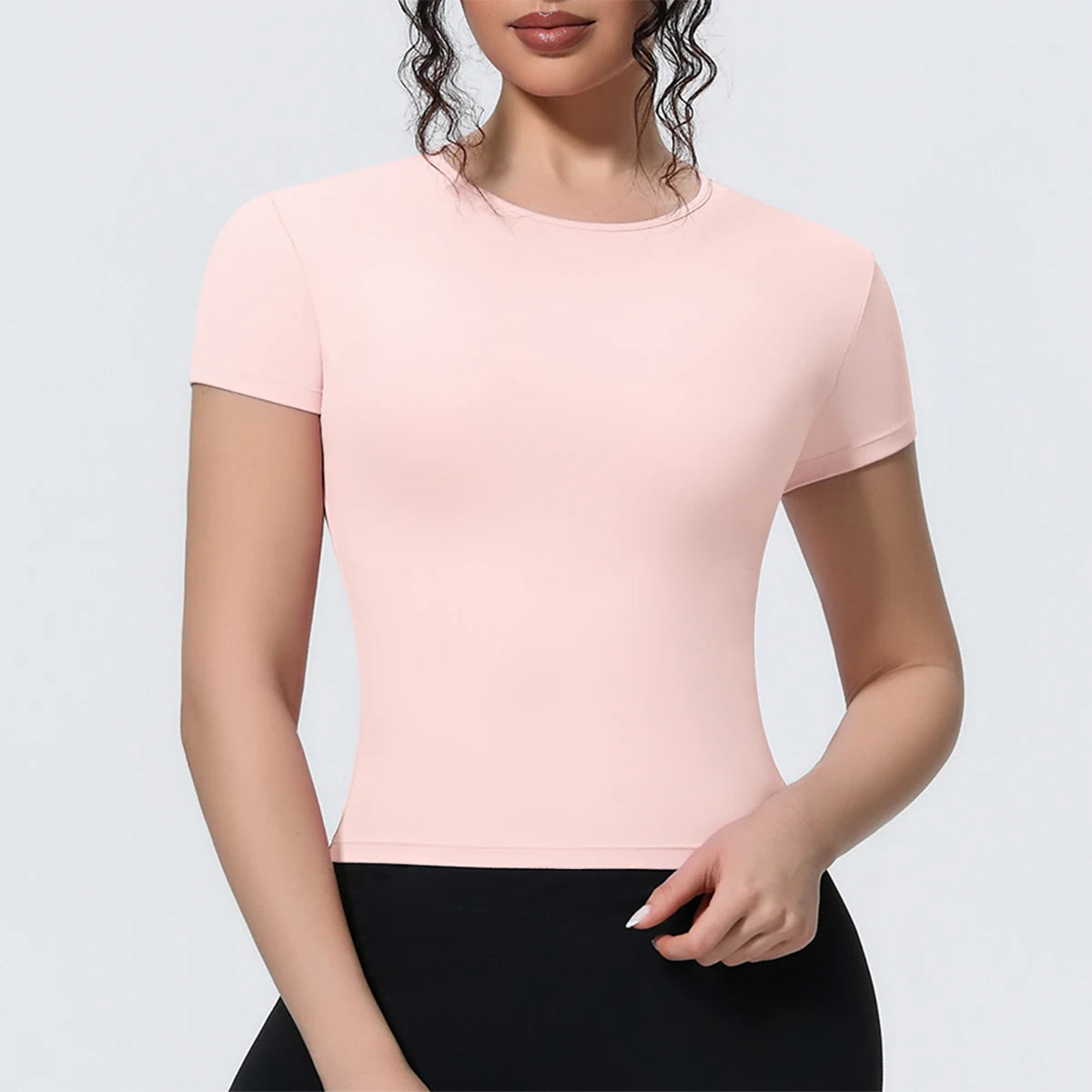 Hot Sale Summer Yoga T-shirt Running Shirts Solid Color Quick Drying Workout Top for Woman Short Sleeve Gym Sports Top