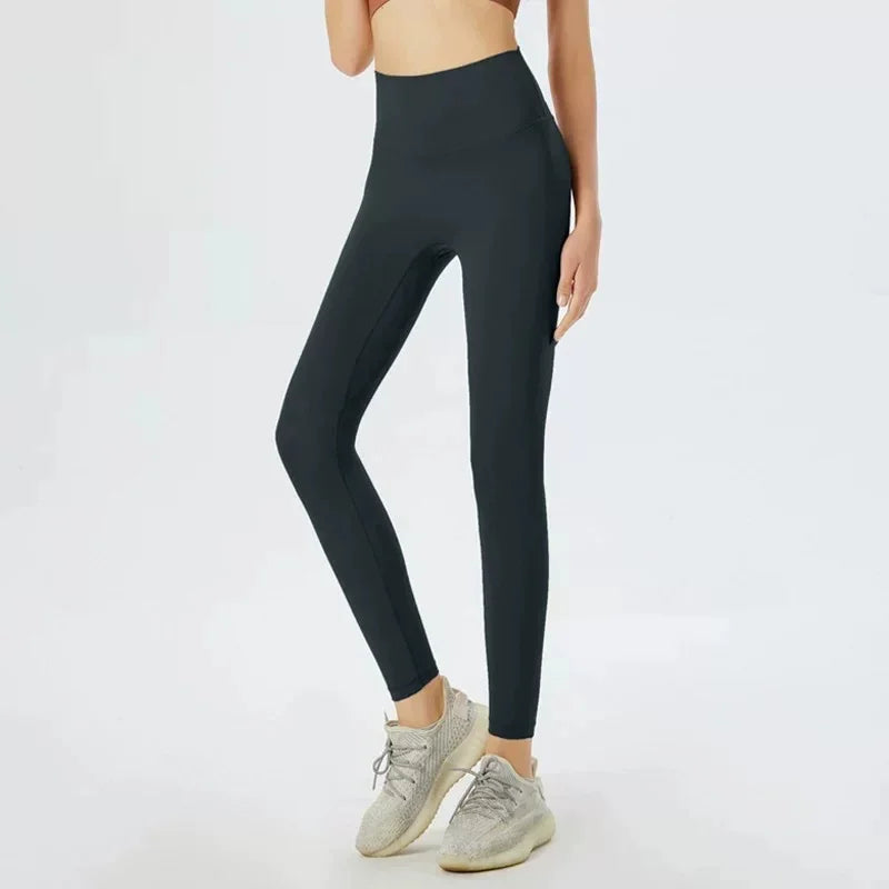 Women High Waist Yoga Leggings Nude Soft Breathable Tummy Control Skinny Pants Gym Running Pilates Fitness Sports Tights