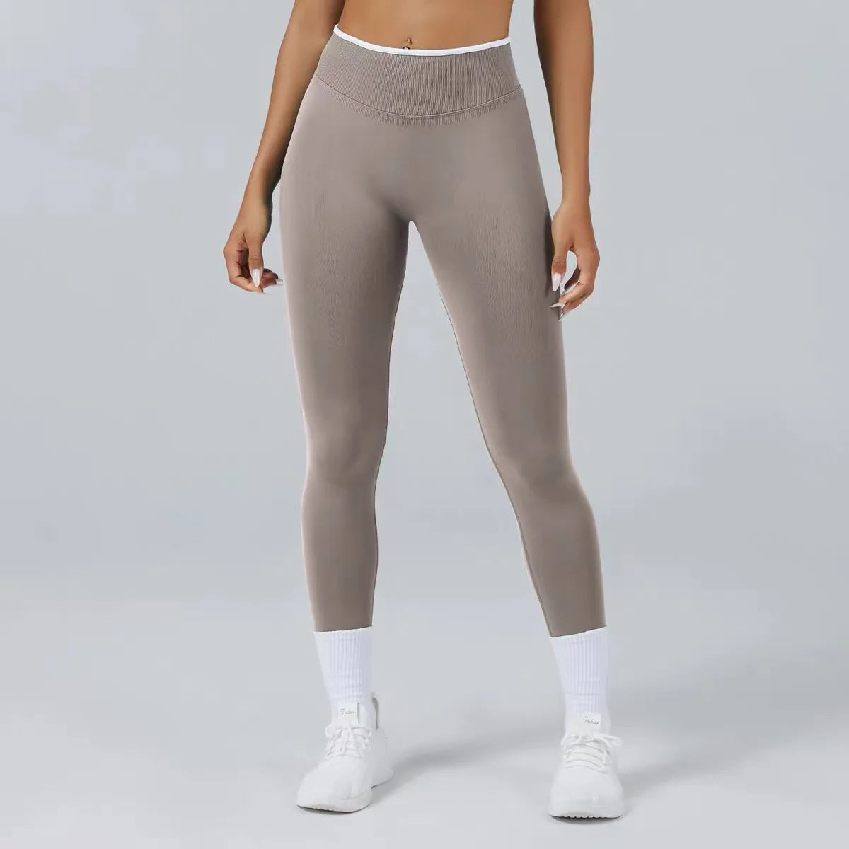 Women's High Waist Yoga Pants, Tummy Control Contrast Color Booty Leggings, Quick Dry Moisture Wicking Stretch Fitness Pants