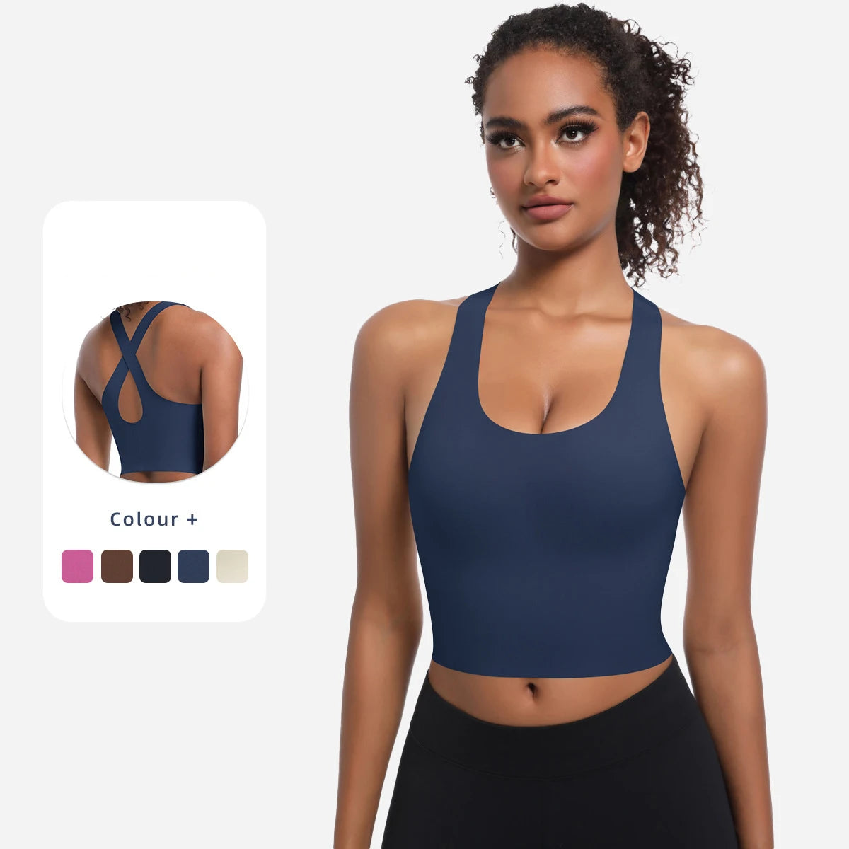 Solid Color Sexy Beautiful Back Yoga Vest Summer Gym Running Shockproof Workout Top Sports Seamless Cross Bra for Woman
