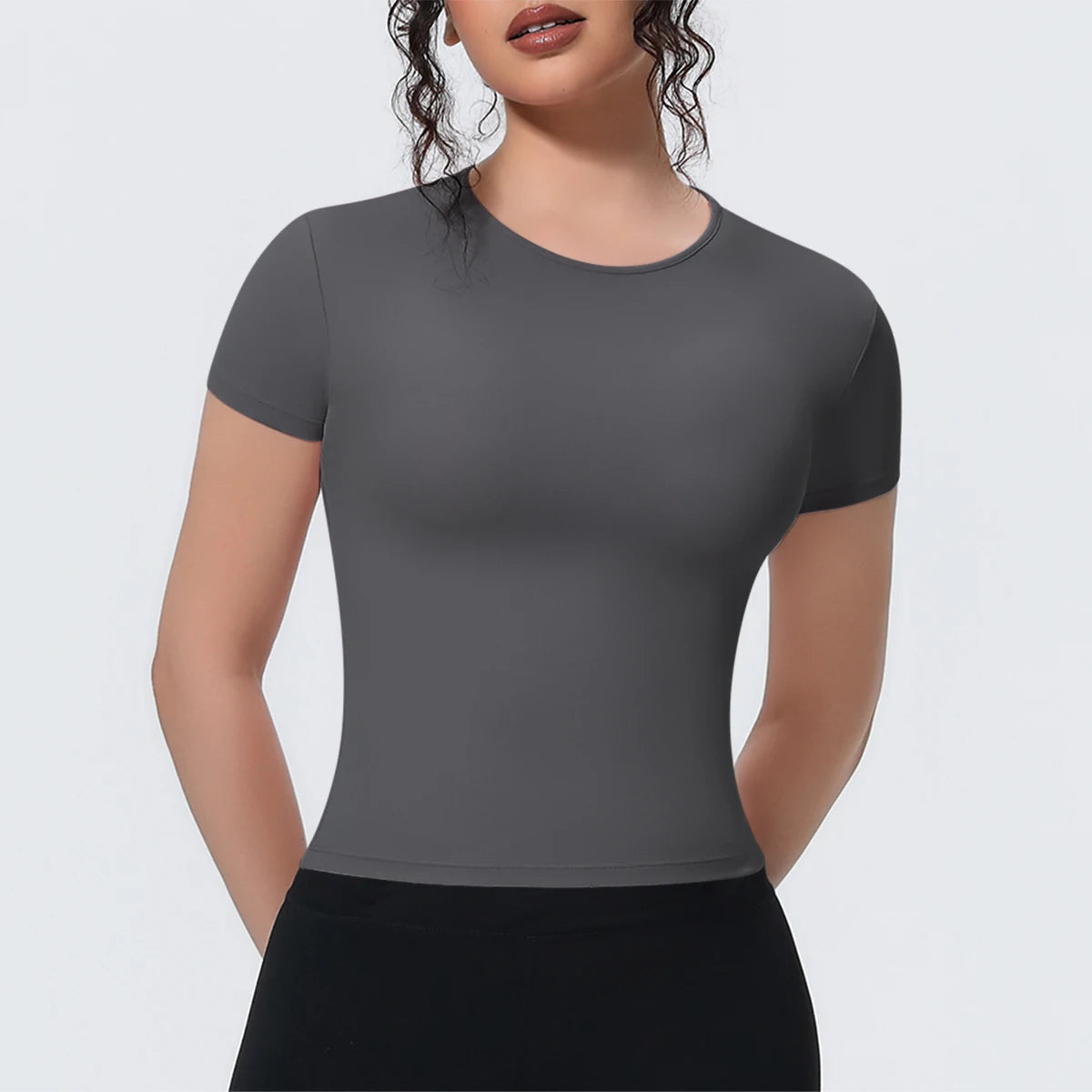 Hot Sale Summer Yoga T-shirt Running Shirts Solid Color Quick Drying Workout Top for Woman Short Sleeve Gym Sports Top
